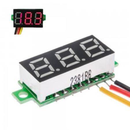 0.28 Inch 0-100V Three Wire DC Voltmeter Yellow - 2
