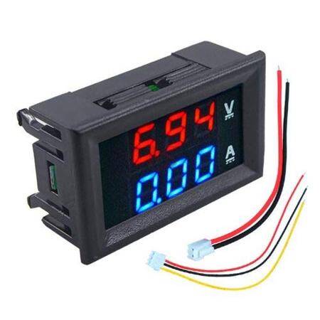 0.28 Inch 100V 10A Dual Led Voltmeter Ammeter Blue+Red - 1