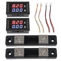 0.28 Inch 100V 50A Dual Led Voltmeter Ammeter Blue+Red - 1