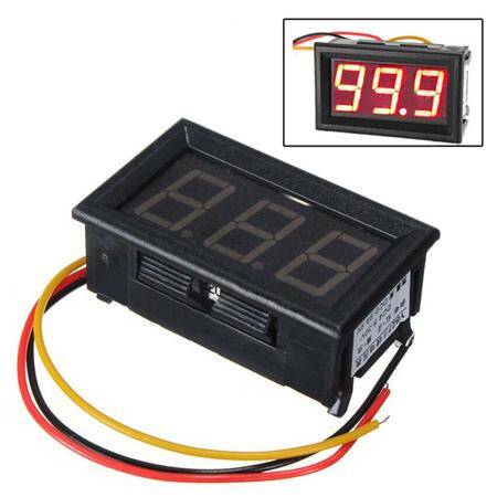 0.56 inch DC 0-100V Three Wire LCD Blue Light Digital Voltmeter Red - 1