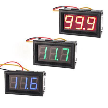 0.56 inch DC 0-100V Three Wire LCD Blue Light Digital Voltmeter Red - 2
