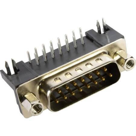 09682635813 CONN. DSUB 15PIN THT R/A SOLDER MALE - 1