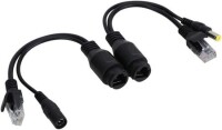 1 Pair Black 12V NonstAndard POE Waterproof Splitter Adapter Cable RJ45 DC5.5x2.1 - 2