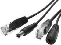 1 Pair Black 12V NonstAndard POE Waterproof Splitter Adapter Cable RJ45 DC5.5x2.1 - 3