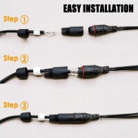 1 Pair Black 12V NonstAndard POE Waterproof Splitter Adapter Cable RJ45 DC5.5x2.1 - 4