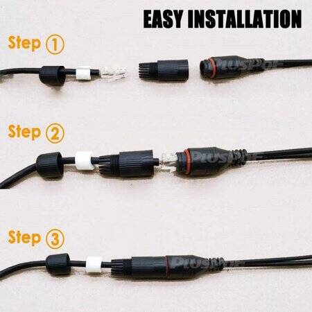 1 Pair Black 12V NonstAndard POE Waterproof Splitter Adapter Cable RJ45 DC5.5x2.1 - 4