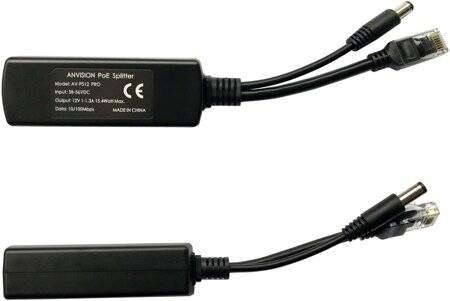 1 Pair Black 12V RJ45 Injector POE Splitter Adapter Cable DC5.5x2.1 - 4