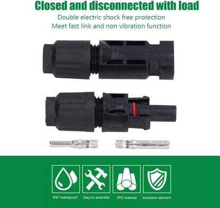 1 Pair MC4 30A 1000V Male And Female PV Connector Plugs - 5