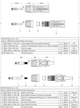 1 Pair MC4 80A 1000V Male And Female PV Connector Plugs - 2