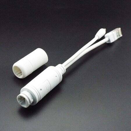 1 Pair White 12V NonstAndard POE Waterproof Splitter Adapter Cable RJ45 DC5.5x2.1 - 1