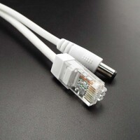 1 Pair White 12V NonstAndard POE Waterproof Splitter Adapter Cable RJ45 DC5.5x2.1 - 3