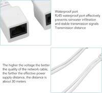 1 Pair White 12V RJ45 Injector POE Splitter Adapter Cable DC5.5x2.1 - 2