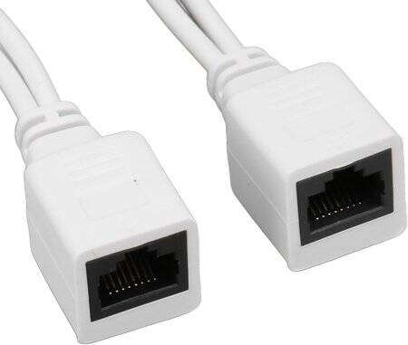 1 Pair White 12V RJ45 Injector POE Splitter Adapter Cable DC5.5x2.1 - 4