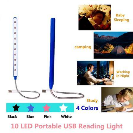 10 Leds Reading Lamp Led USB Ultra Bright Book Light Black - 2