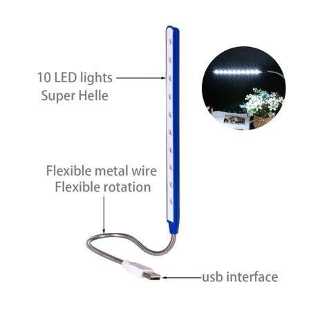 10 Leds Reading Lamp Led USB Ultra Bright Book Light Black - 3