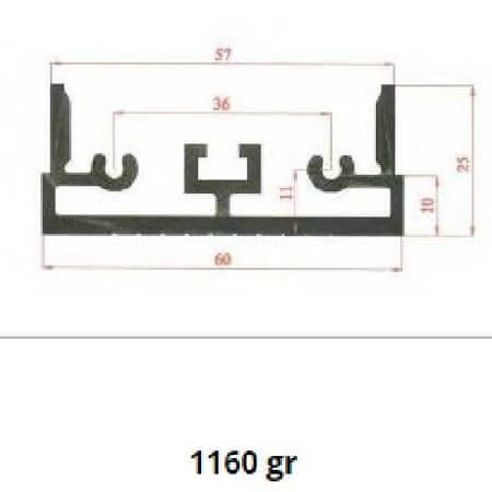 1060KT280 AL.SOĞUTUCU ALÜMİNYUM SOĞUTUCU H=25MM G=60MM L=280MM - 1