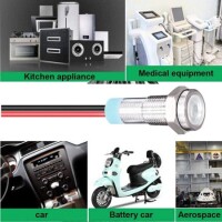 10mm 220V Beyaz LED Metal Sinyal Lambası 15cm Kablolu - Metal İndicator Light - 5