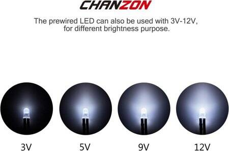 110V 5mm White LED Indicator Light With 20cm Cable - 4