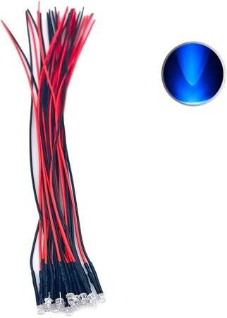 12-18V 3mm Water Clear Blue LED Indicator Light With 20cm Cable - 1