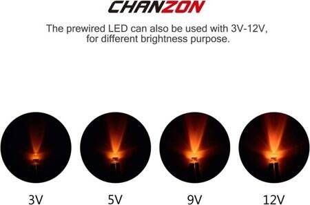 12-18V 3mm Water Clear Orange LED Indicator Light With 20cm Cable - 4