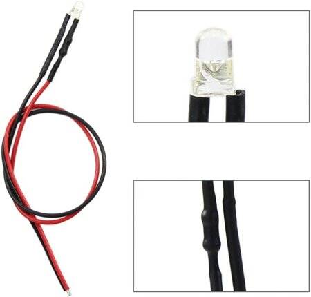 12-18V 3mm White LED Indicator Light With 20cm Cable - 4