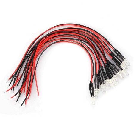 12-18V 5mm Beyaz LED Metal Led Yuvası Dahil 20cm Kablolu - 4