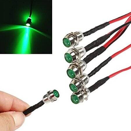 12-18V 5mm Sarı LED Metal Led Yuvası Dahil 20cm Kablolu - 1