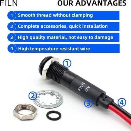 12-18V 8mm Water Clear Pure Green LED Indicator Light With 20cm Cable - 3