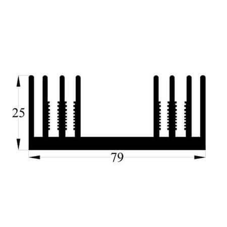 12AS200 AL.SOĞUTUCU ALÜMİNYUM SOĞUTUCU H=25MM G=79MM L=200MM - 1