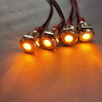 12mm 10-24V Sarı LED Metal Sinyal Lambası 15cm Kablolu - Metal İndicator Light - 2