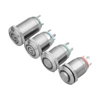12mm 110-220V Waterproof Self-Locking Metal Push Button Switch With Yellow Led Light - 2