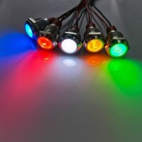 12mm 220V Sarı LED Metal Sinyal Lambası 15cm Kablolu - Metal İndicator Light - 3
