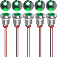 12mm 220V Yeşil LED Metal Sinyal Lambası 15cm Kablolu - Metal İndicator Light - 1