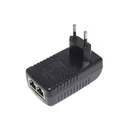 12V 1A 100M PoE Injector EU Plug - Silver Network Port - 1