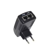 12V 1A 100M PoE Injector EU Plug - Silver Network Port - 3