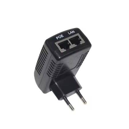 12V 1A 100M PoE Injector EU Plug - Silver Network Port - 3