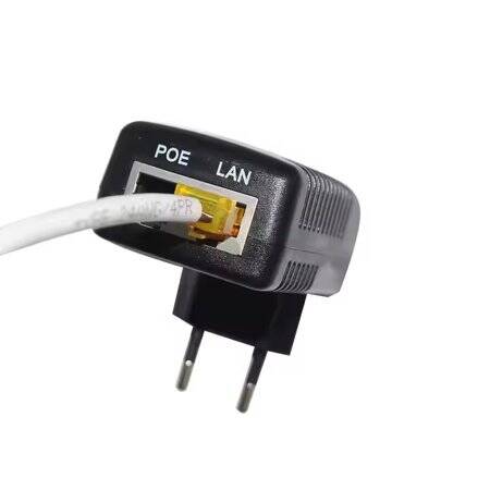 12V 1A 100M PoE Injector EU Plug - Silver Network Port - 4