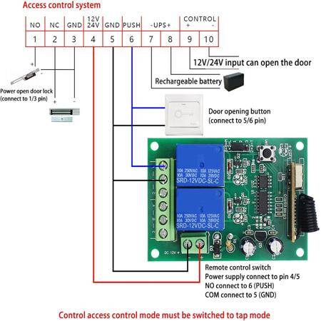 12V 2CH Relay Module Wireless Remote Control Switch + 2 x RF 433Mhz Remote - With Battery - 3