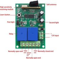 12V 2CH Relay Module Wireless Remote Control Switch + 2 x RF 433Mhz Remote - With Battery - 4