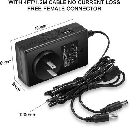 12V 3A 36W US Plug Çift Kablolu Entegre Güç Adaptörü - 5