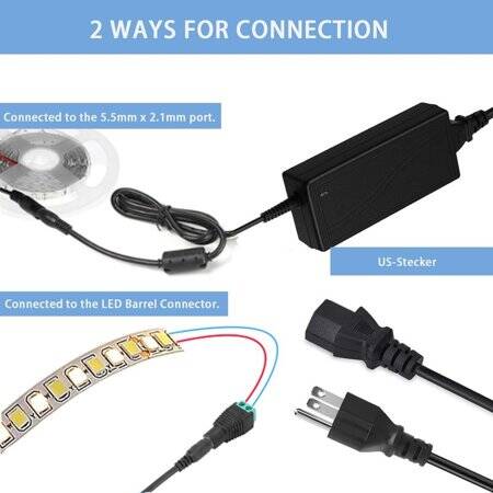12V 6A 72W US Plug Çift Kablolu Entegre Güç Adaptörü - 3