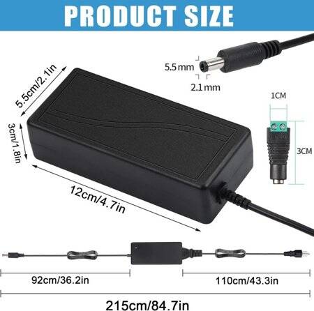 12V 6A 72W US Plug Çift Kablolu Entegre Güç Adaptörü - 4