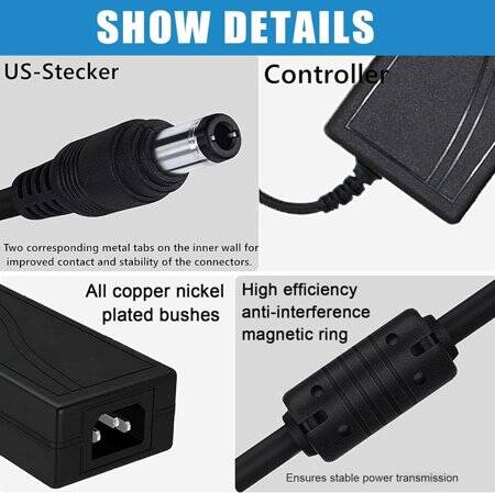 12V 6A 72W US Plug Çift Kablolu Entegre Güç Adaptörü - 5