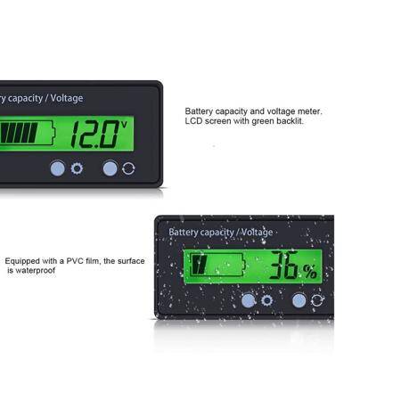 12V-84V Battery Power Display Meter Lithium Battery Lead-Acid Battery Power Display GY-6GS Green 12V Lead-Acid - 3
