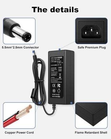 12V 8A 96W EU Fişli Çift Kablolu Entegre Güç Adaptörü - 2