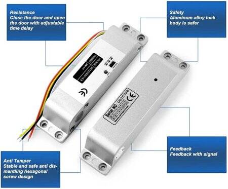 12V/24V Evrensel Sekiz Telli Elektrik Gömme Kilit Güç Kapalıyken Kilit Boyutu:200x38x28mm - 4