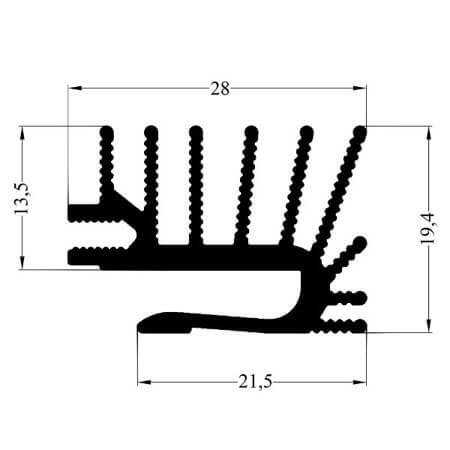 152AS38 AL.SOĞUTUCU ALÜMİNYUM SOĞUTUCU H=19.4MM G=28MM L=38MM - 1