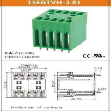 15EGTVH-3.81-04P-14-00AH TERM.BLK.3.81MM 4P 180C MALE GREEN GOLTEN - 1