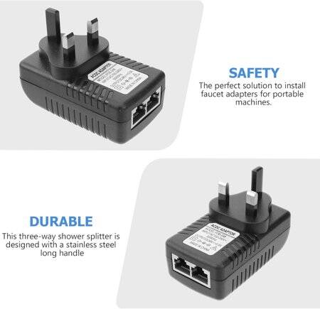 15V 1A 100M PoE Injector UK Plug - Silver Network Port - 2