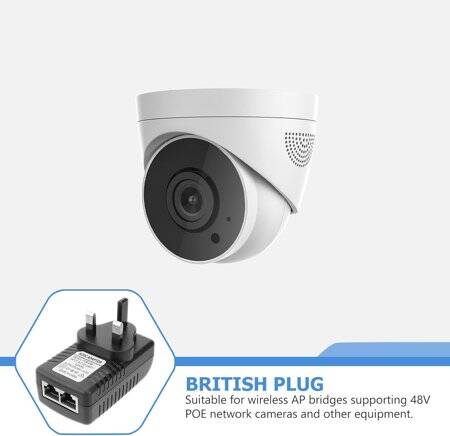 15V 1A 100M PoE Injector UK Plug - Silver Network Port - 3